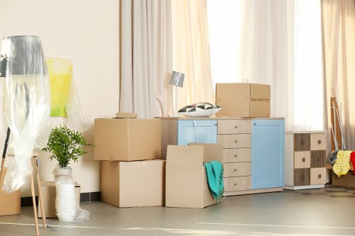 A London storage unit concept showing packed boxes and organised space