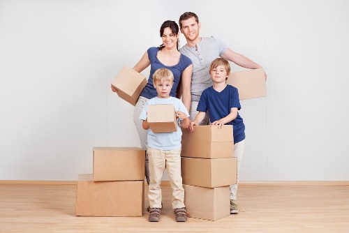 Moving van and packed boxes ready for a London home removal