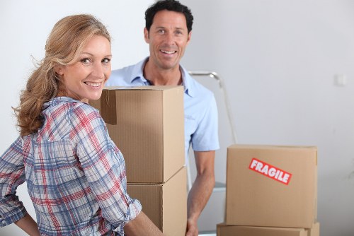 Customer using a trolley to move boxed items safely