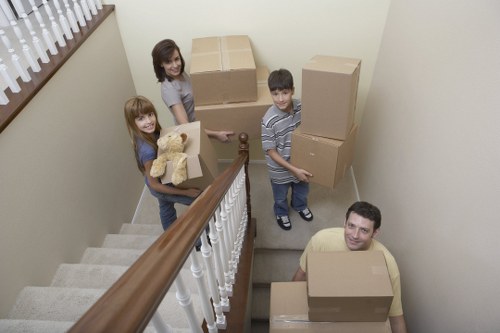 Boxes and furniture being loaded for a London move
